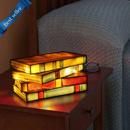 Glas-in-lood Boekenlamp – Sfeervolle Tafellamp in Boekvorm